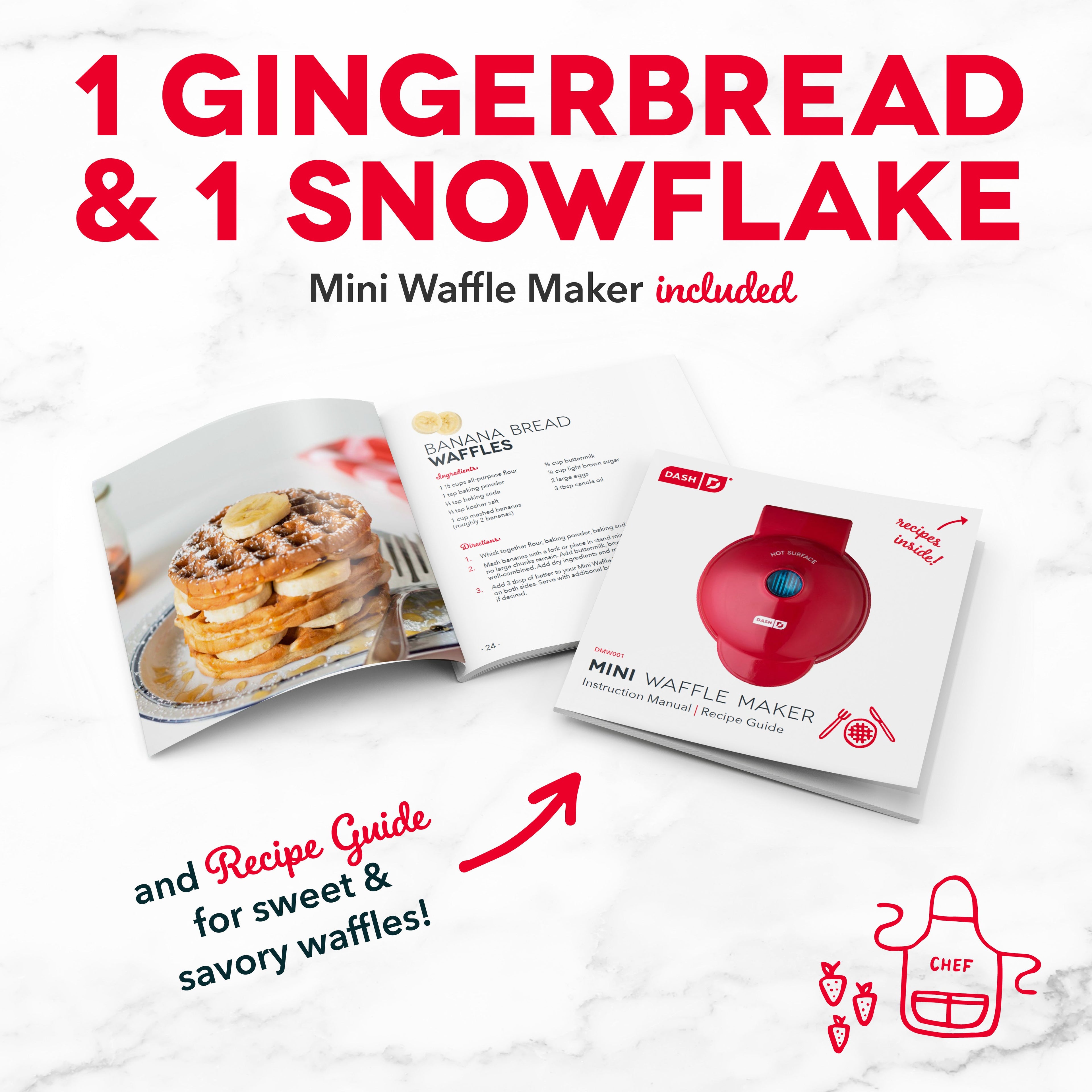 Holiday Mini Waffle Maker 2-Pack C1　Ak WK