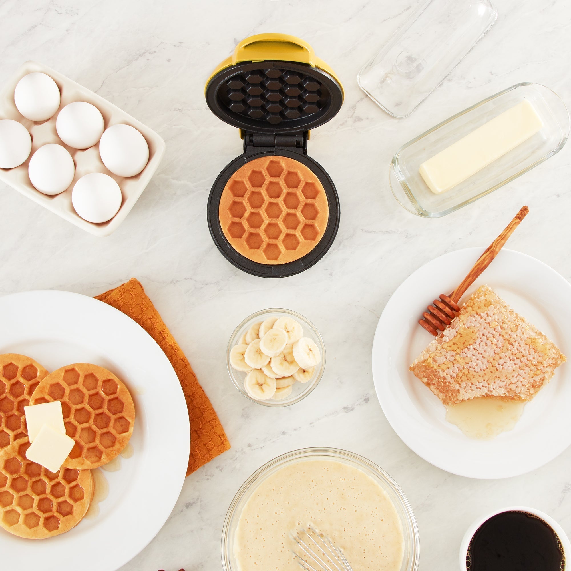 Honeycomb Mini Waffle Maker Q8　nR r2