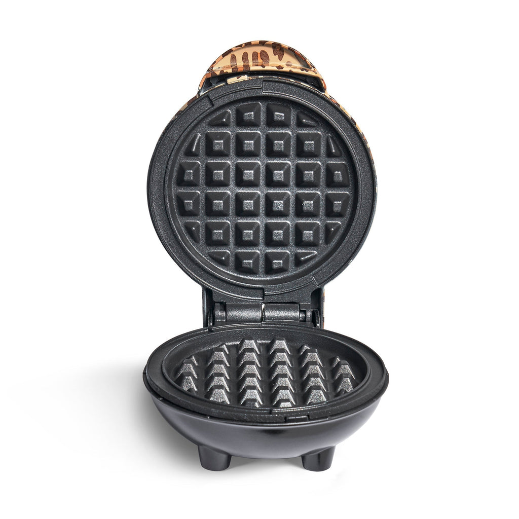 Mini Waffle Maker with Leopard Print D4　ep QN