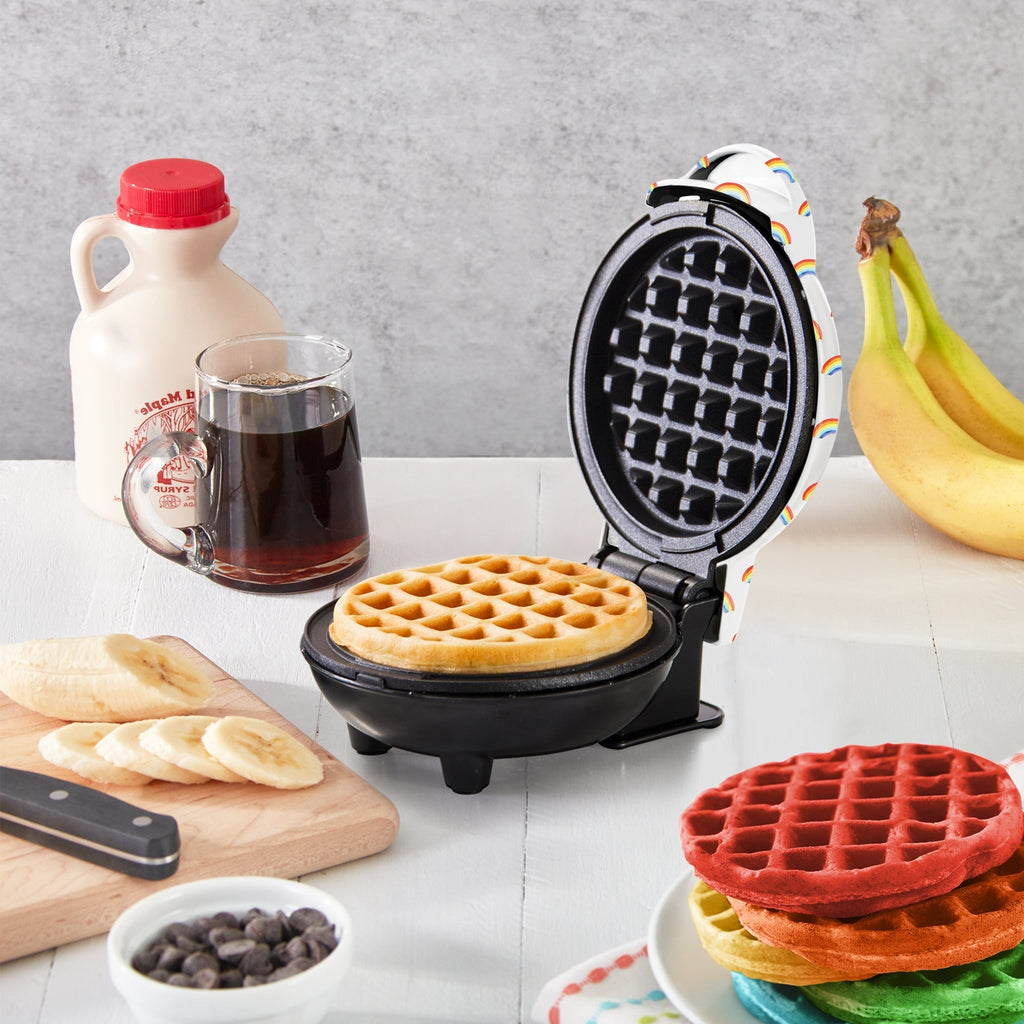 Mini Waffle Maker with Rainbow Print E4　Nd Ea