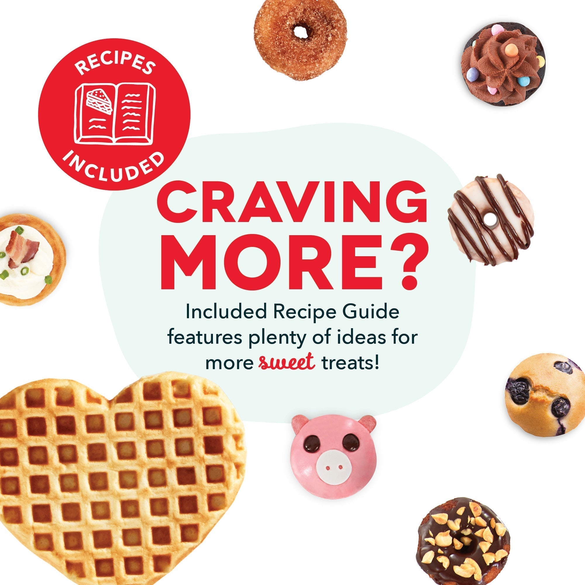 MultiMaker Treat Maker System: Mini Donut, Mini Cupcake, Heart Waffle B0　oz yK