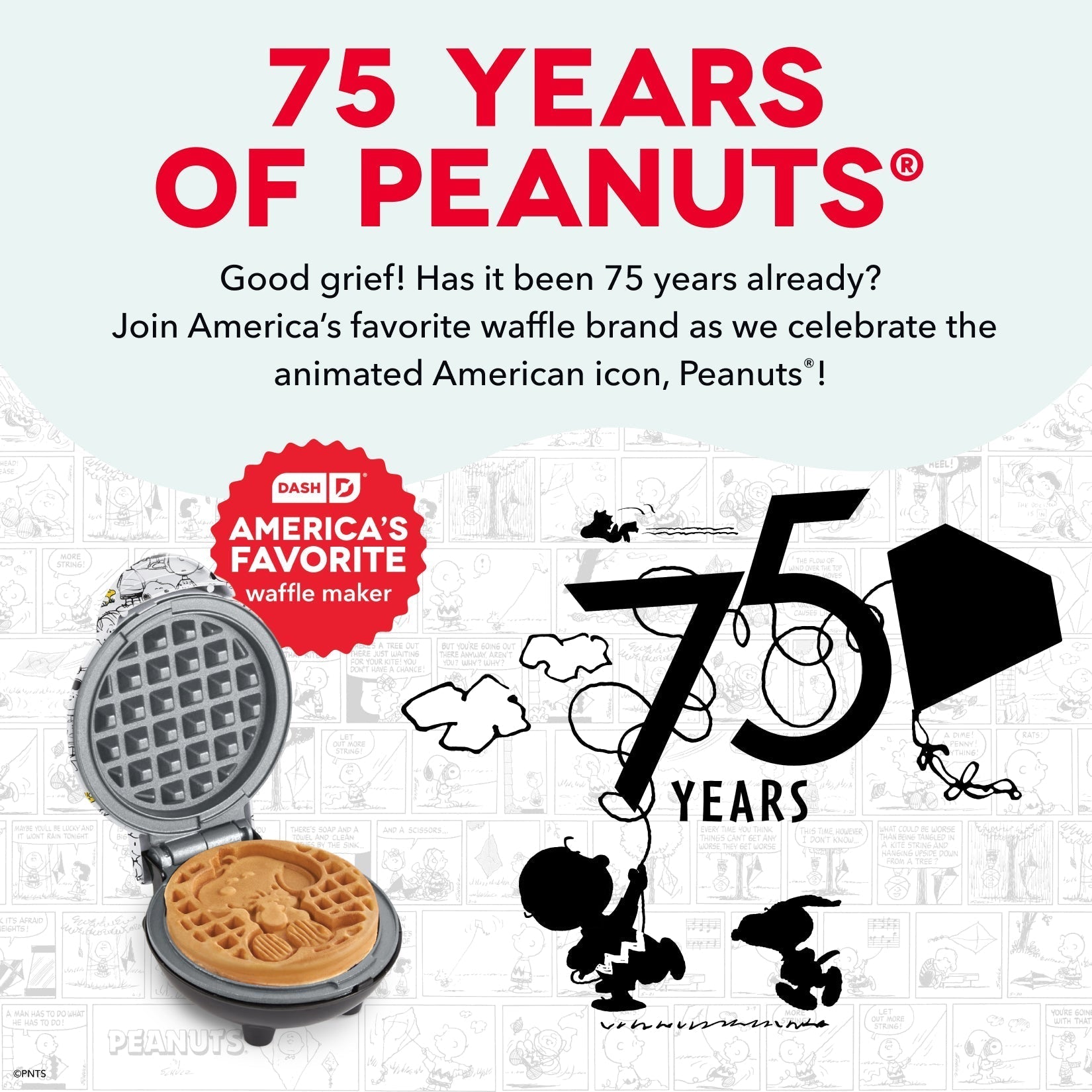 Peanuts x 75th Anniversary Mini Waffle Maker I4　OC FB