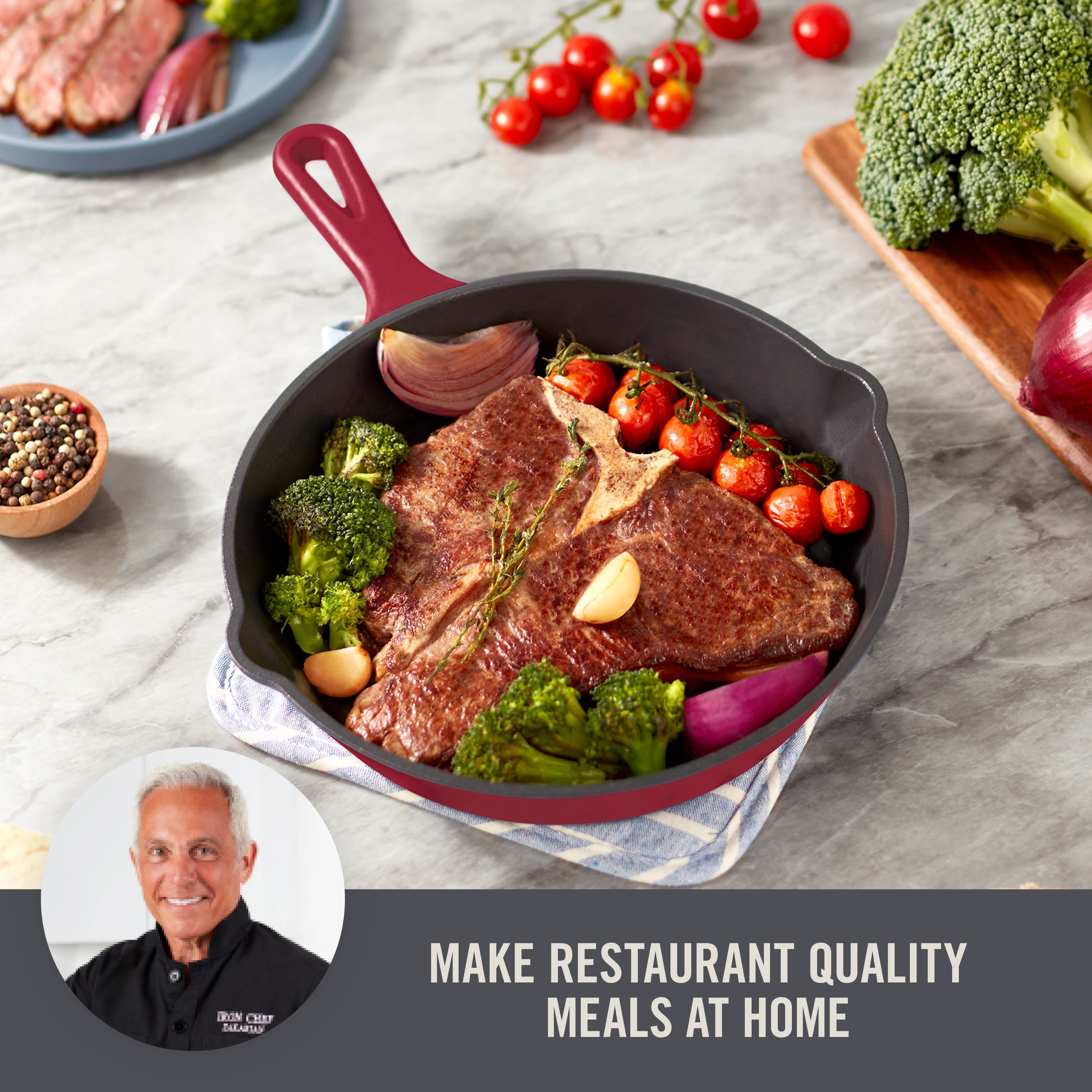 9.5" Nonstick Cast Iron Skillet A7　sL 4q